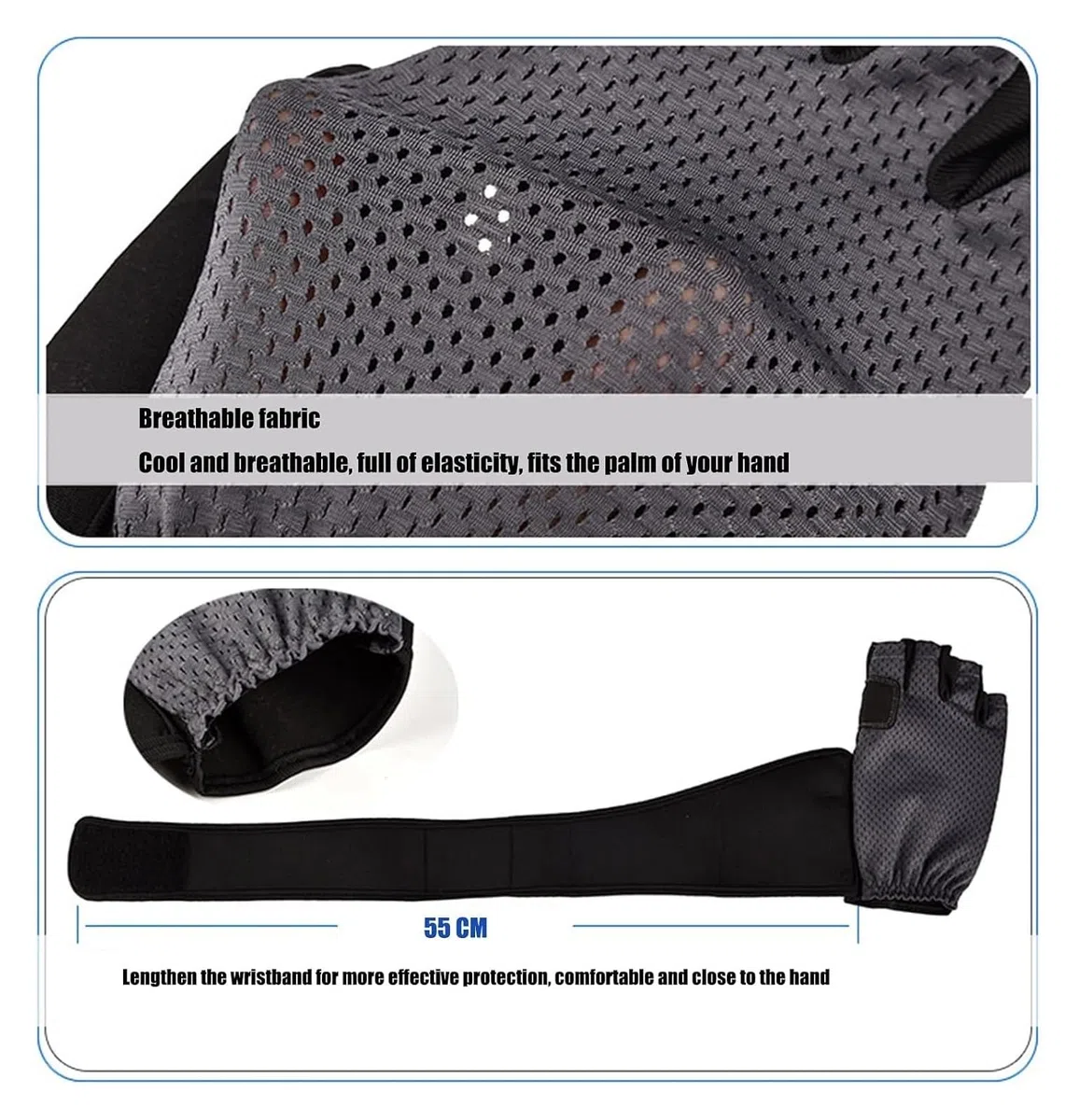 Guanti da guida senza dita, guanti sportivi, guanti mezze dita, guanti for sollevamento pesi for uomini e donne, sport e fitness con supporto for il polso, allenamento in palestra, traspirante(Grey,M)