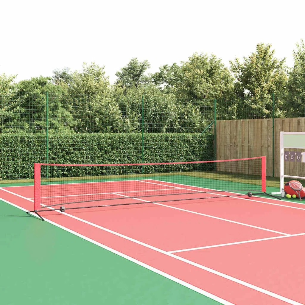 Rete da tennis nera e rossa in poliestere, 90,5 x portatile, pieghevole, per esterni, interni, giardino, campo sportivo, club, allenamento, con borsa per il trasporto e design robusto