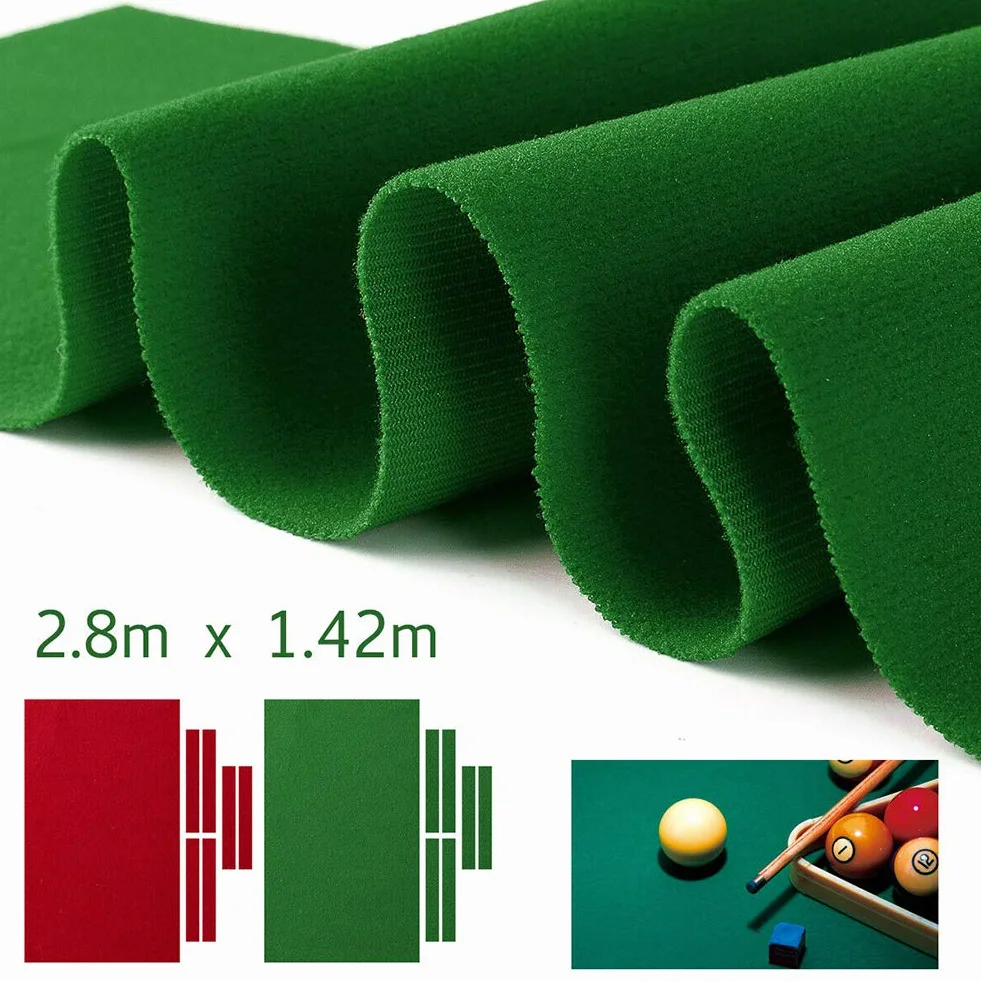 Panno Professionale in Feltro per Tavolo da Biliardo Standard da 9 Piedi, Con Striscia di Stoffa (Verde, Dimensioni: 2.8 Plus 1 M)