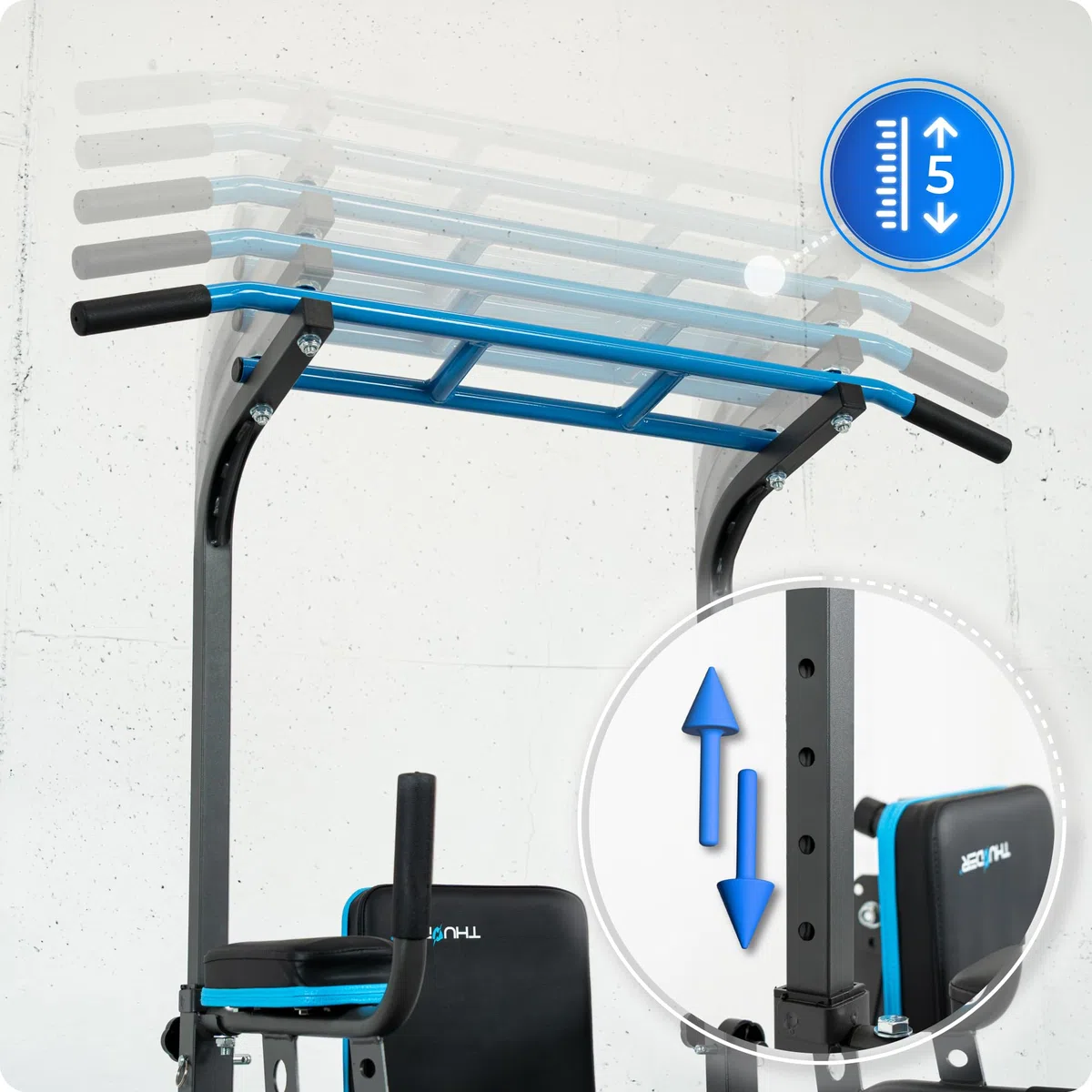 THUNDER Power Tower Dip Station - Stazione per trazioni, attrezzo per fitness a casa
