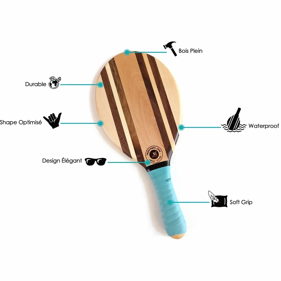 Racchette da spiaggia di alta qualità | Racchette brasiliane Premium in legno | Beach Tennis | Set racchette + Borsa in neoprene