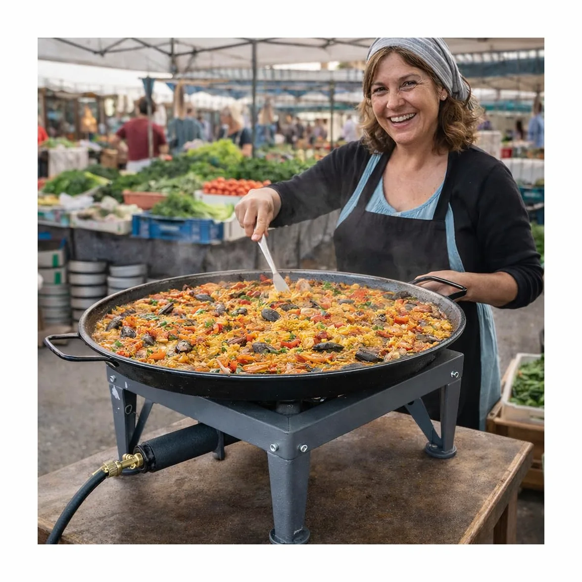 INTEC - Fornello a gas 7500W professionale, capacità 200Kg, tutto in ghisa, 4 piedi rinforzati - Fornello professionale per cottura su mercato, marmellata, paella