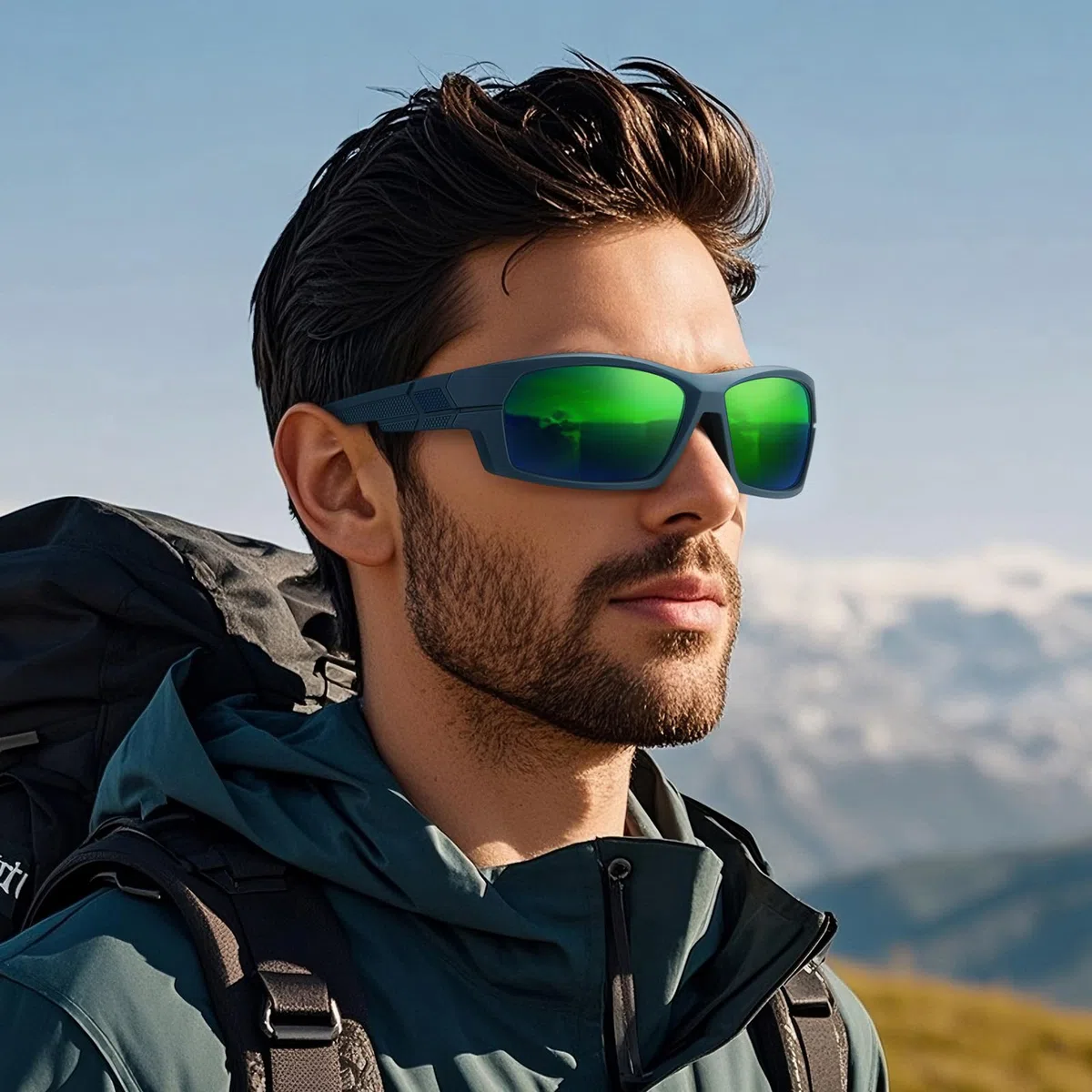 Occhiali da sole sportivi polarizzati da uomo, avvolgenti, per pesca, guida, corsa, ciclismo, golf, protezione UV