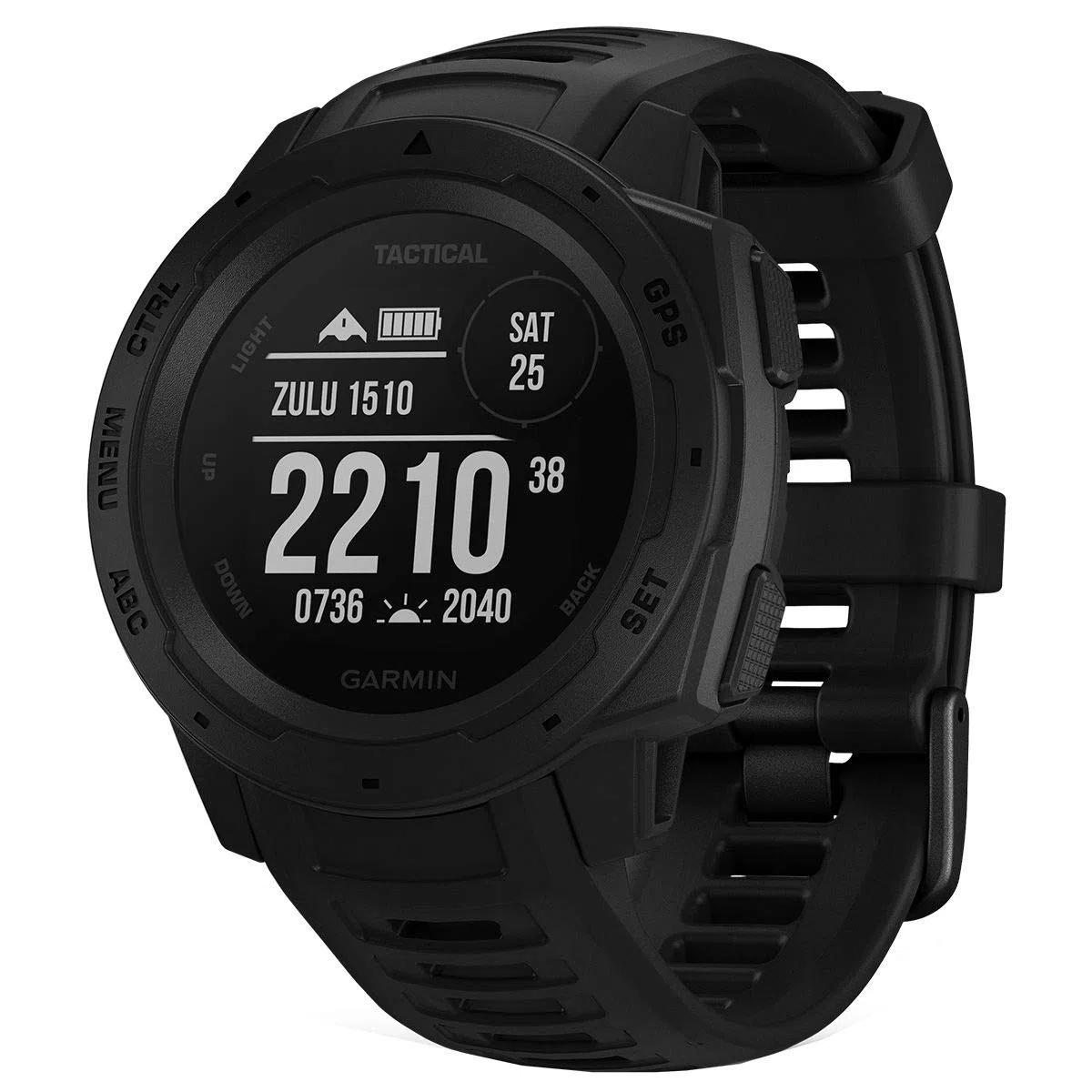 Garmin Instinct Tactical Black Sportwatch Ruged GPS con Funzioni Tattiche e Stealth, Schermo Alto Contrasto, Cardio al Polso, Profili Sport e Funzioni Smart, Nero