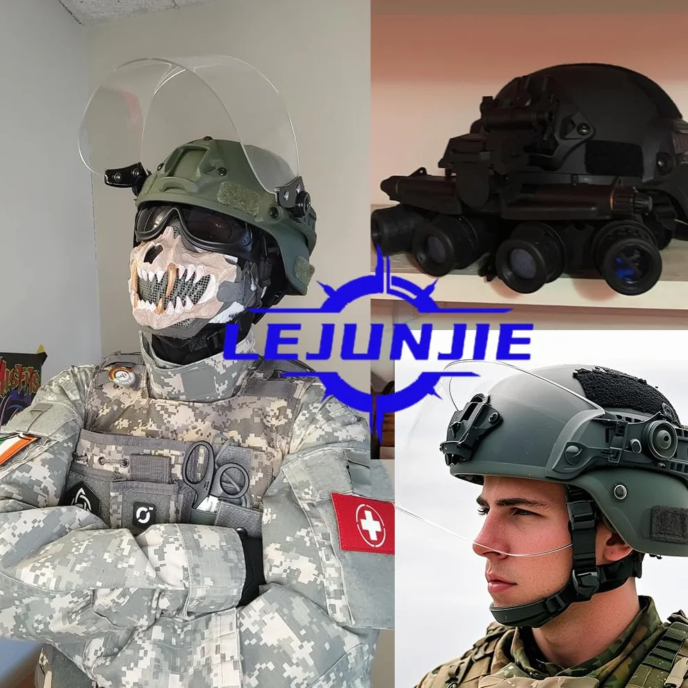 Caschi tattico Mich 2000 Veloce con Visiera antisommossa Trasparente Visiera Protettiva Occhiali scorrevoli per Airsoft Paintball CS Giochi di Guerra Sport all'Aria Aperta