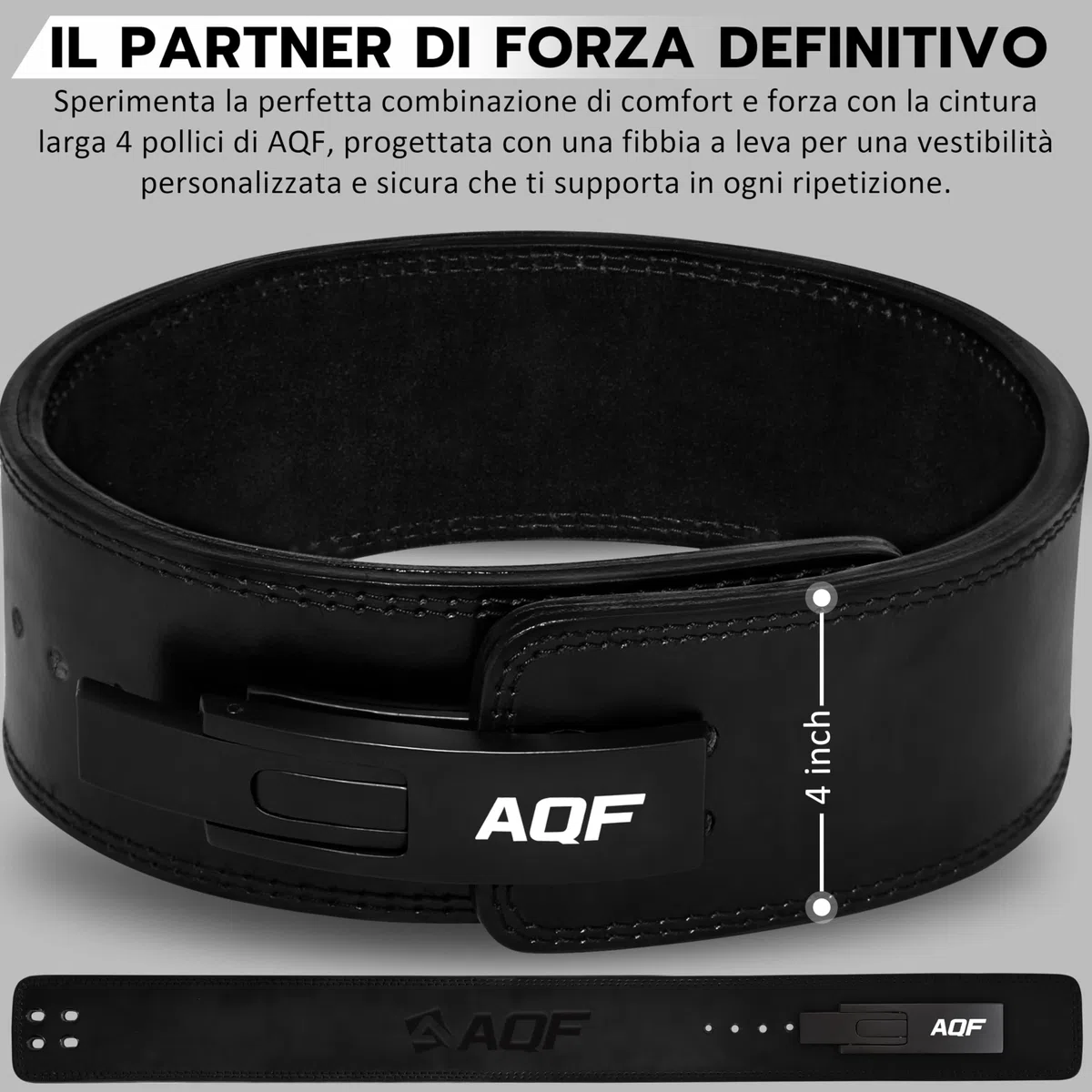 AQF Cintura Powerlifting Leva Fibbia - Larga 4" Spessa 10mm Approvato da IPL USPA - Cintura Palestra Uomo, Cintura Sollevamento Pesi, Cinta Palestra Bodybuilding per Squat, & Gym