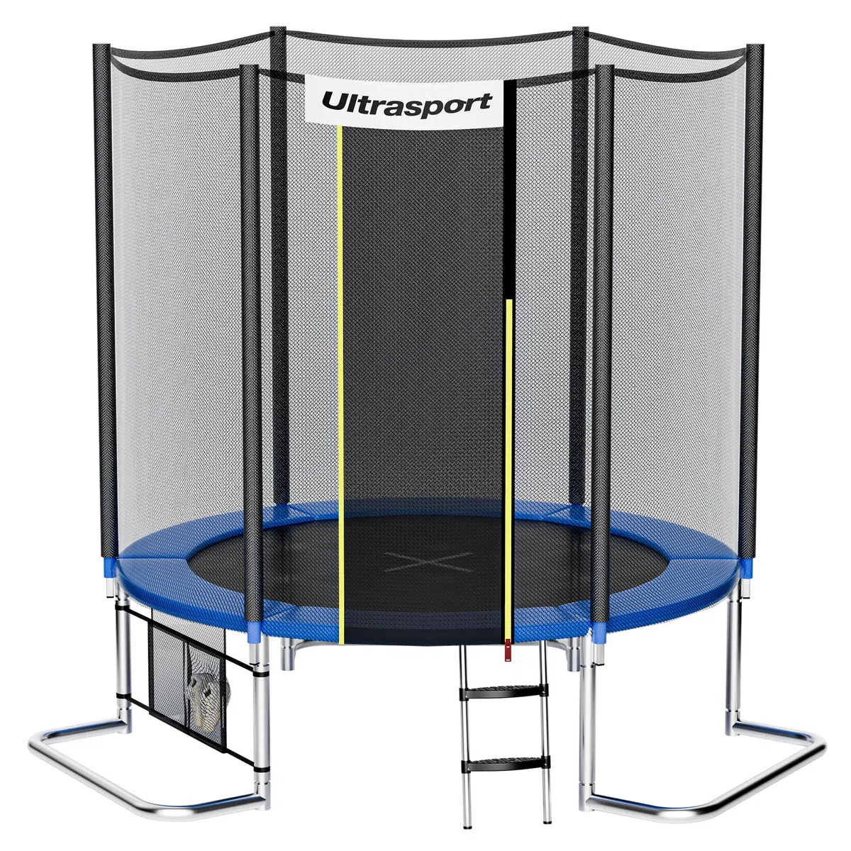Ultrasport Jumper Trampolino da giardino, set completo trampolino, inclusi tappeto elastico, rete di sicurezza, pali della rete imbottiti e rivestimento dei bordi, Blu, Ø 251 cm