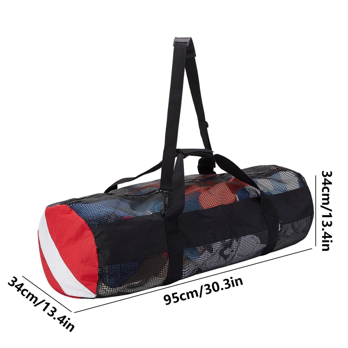 Borsa da immersione in rete, borsone in rete ispessita con tracolla | attrezzatura subacquea con cerniera, borsa da spiaggia pieghevole, ad asciugatura rapida, per immersioni subacquee, sport acq