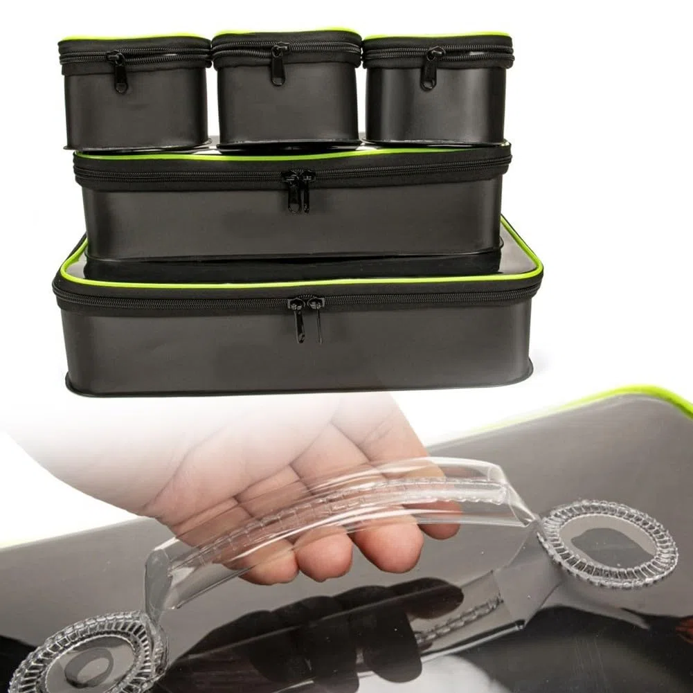 Borsa impermeabile per pesca organizer 5 in 1 EVA Carp Bag Set di secchi per pesci vivi Kit scatola per attrezzatura da pesca secchio da pesca nero