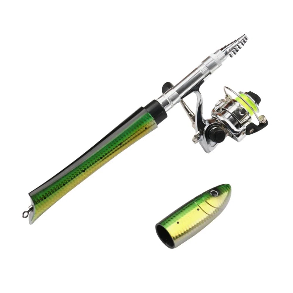 Canna Telescopica da Pesca, Canne da Pesce Telescopic Leggera a Forma con Mulinello e Lenza, Fishing Rod Pole Regolabile per la Pesci in Acqua Salata e Dolce