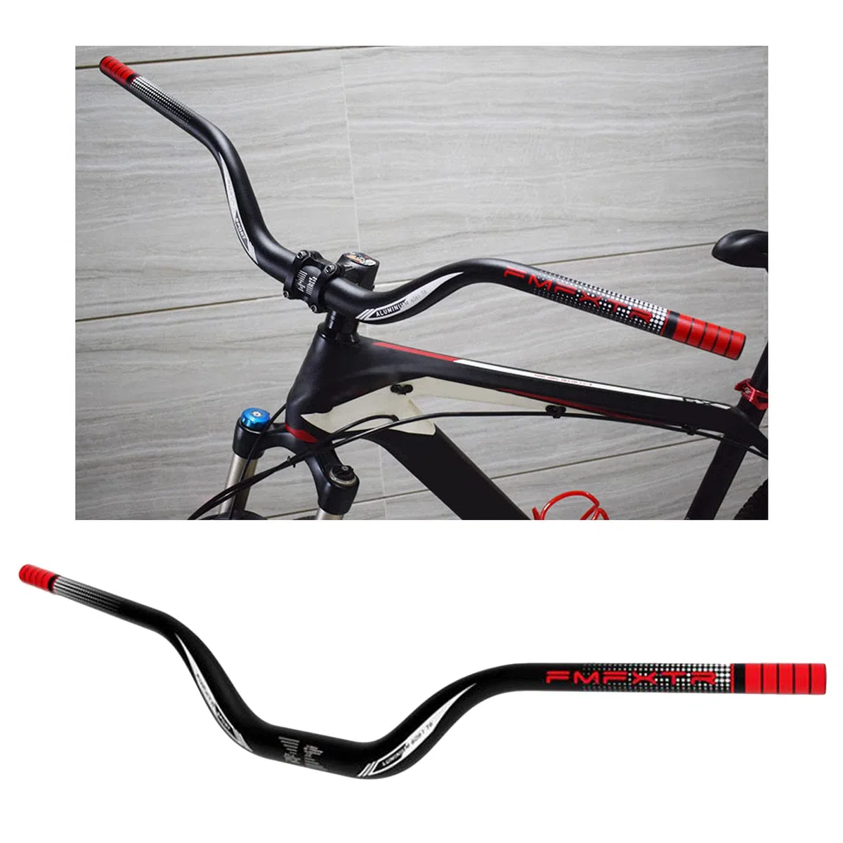 Generic Manubrio Leggero per Mountain Bike MTB Down Hill DH Bicicletta Barra Riser Extra Lunga 31,8 mm 720 mm Manubrio rialzato Alto - 720mm Rosso