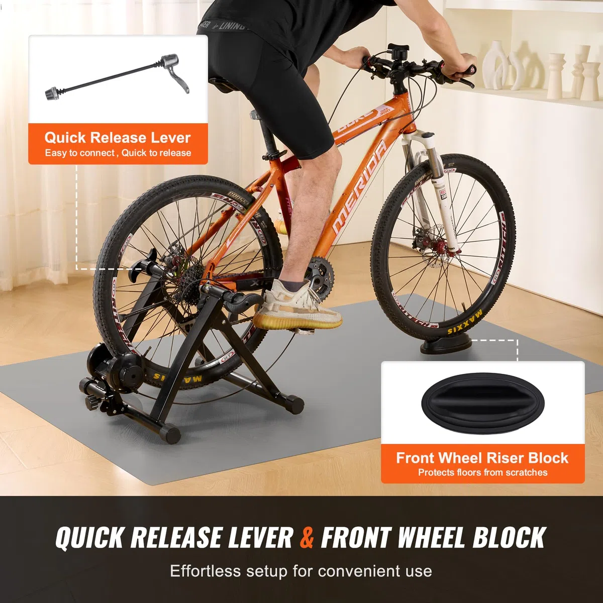 VEVOR Supporto per Allenamento Fisico, Supporto Magnetico per Cyclette per Ruote 26-29 Pollici, 8 Impostazioni di Resistenza, Portatile per Esercizi di Ciclismo Indoor, con Leva a Sgancio Rapido