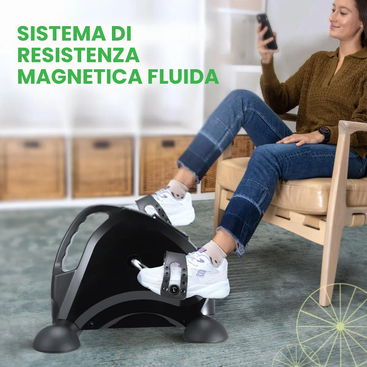 Pedali Statici per Anziani, Mini Cyclette da Casa, Pedaliera Elettrica con Schermo LCD per Allenamento di Braccia e Gambe, Livelli di Resistenza Regolabili