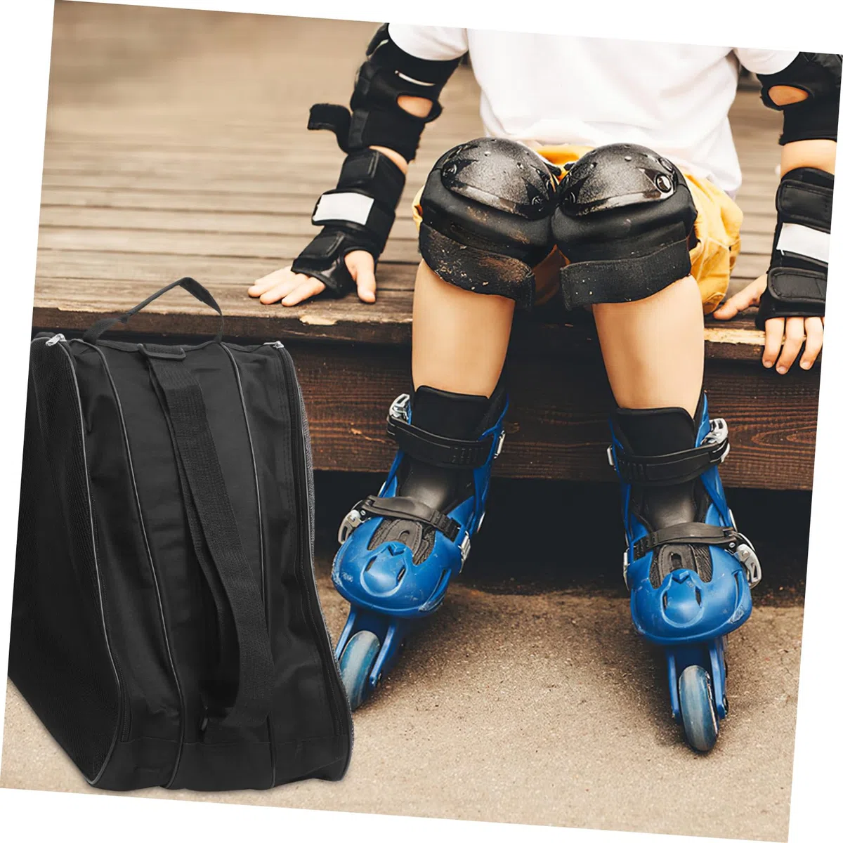 Mikikit Borsa Per Pattini a Rotelle Cerniera 2 Pezzi, Resistente e Traspirante, Custodia Porta Pattini e Scarpe Da Skate Per Trasporto e Protezione Sport All’aperto