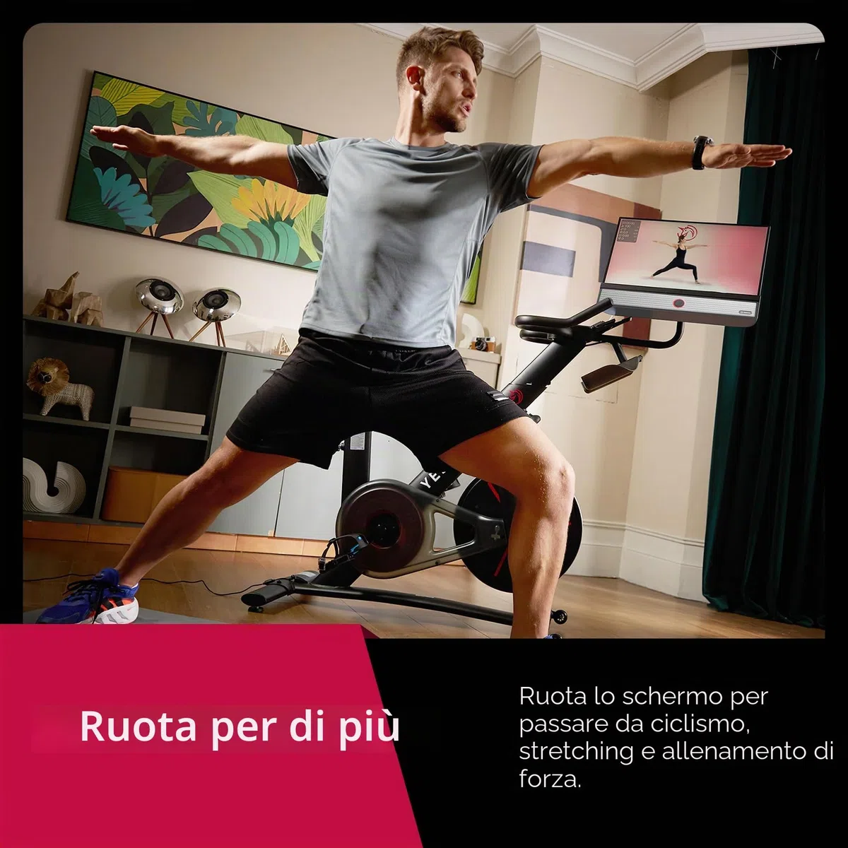 YESOUL G1M Plus Cyclette da Casa con Ergometro, Bicicletta da Fitness Silenziosa per Allenamento Cardiovascolare, Schermo FHD da 21,5", Resistenza Magnetica, Suono 360° e Funzione di Mirror Display