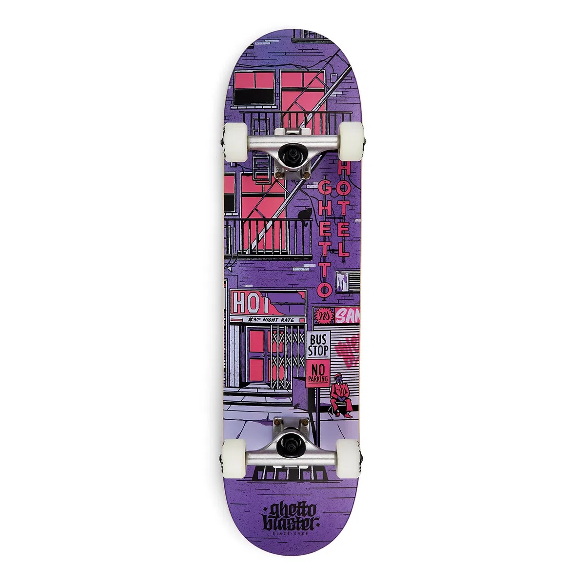 GHETTOBLASTER Skateboard 80x20 cm - Per Bambini e Adulti - Da Trick Già Assemblato - Tavola in Acero 7 Strati - Cuscinetti Abec 9 - Ruote 53mm