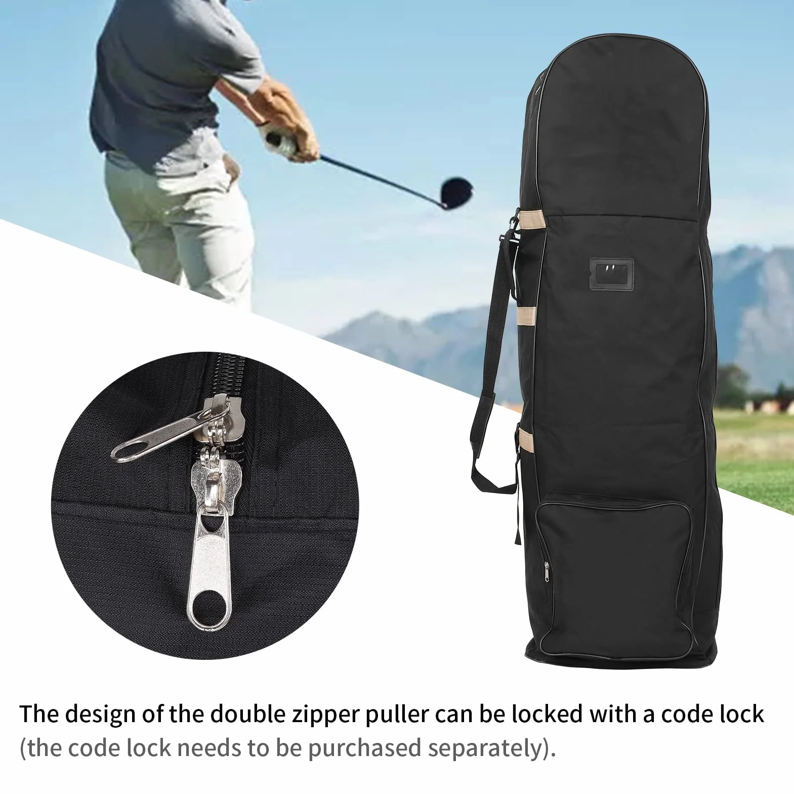 SUNGOOYUE Borsa da Viaggio da Golf, Borsa da Pieghevole per Aviazione da con Bobina Oxford 600D Custodia per Club con Ruote (Gold)