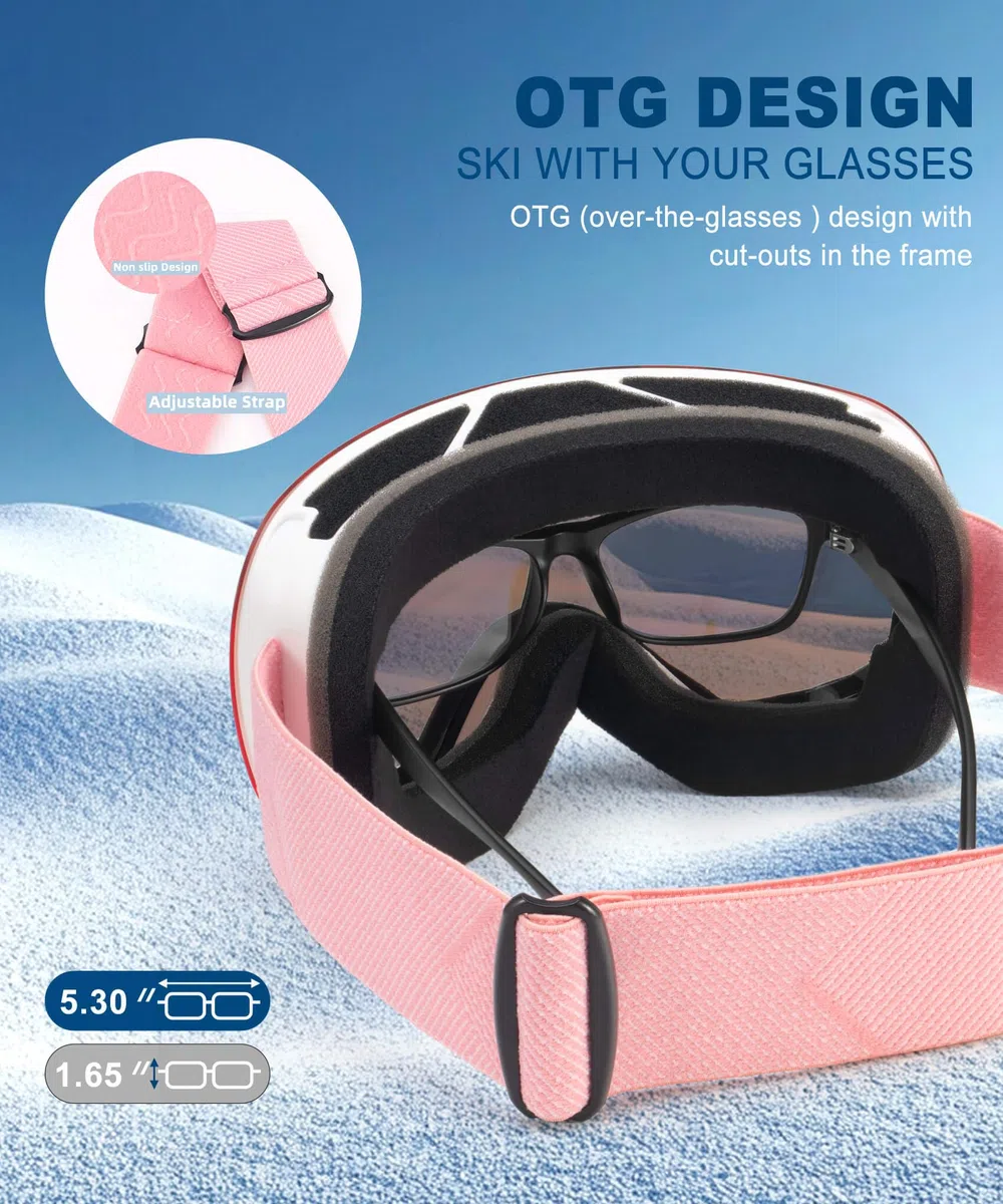 Confezione da 2 occhiali da sci per uomo e donna, occhiali da neve antinebbia, occhiali da snowboard con protezione UV al 100%