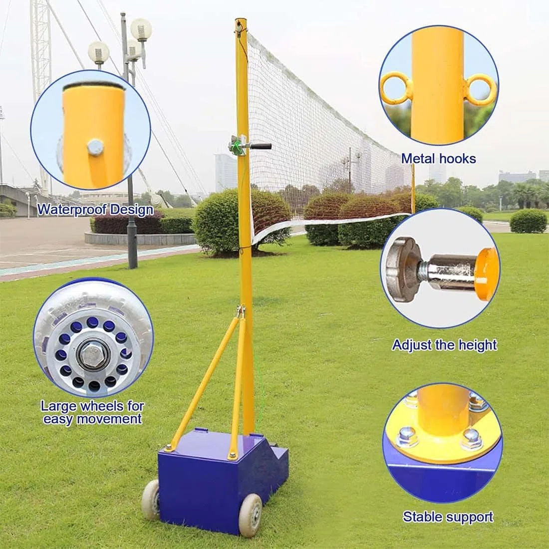 Pali regolabili per badminton da 1,5-2,1 m, supporto per pallavolo con rete, portatile, per cortile, interni, esterni, adulti, bambini, scuola, giardino