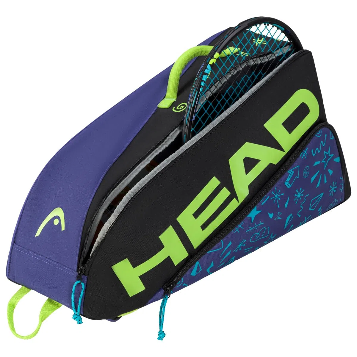 HEAD Borsa per racchetta unisex Youth JR Tour Monster Borsa da Tennis Verde Acido/Nero S, Verde acido/Nero, S