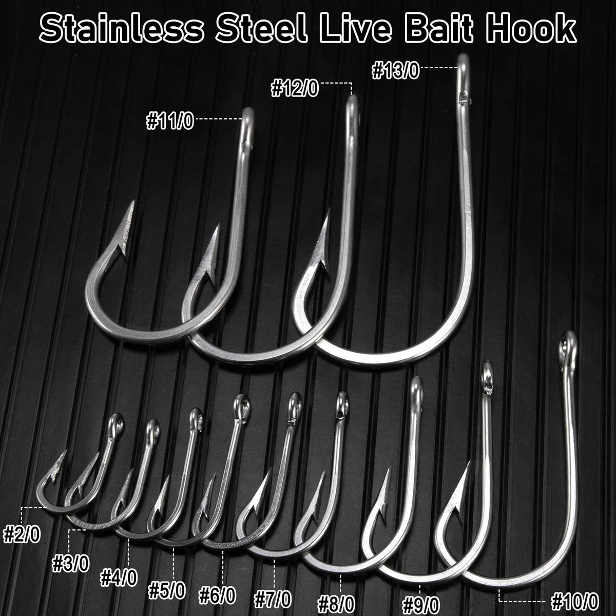 Dr.Fish Confezione da 20 ami da pesca per tonno in acqua salata Big Game Shark Tarpon Ganci Live Bait Circle Hook in acciaio inossidabile forgiato 7691S Amo da pesca gigante non offset