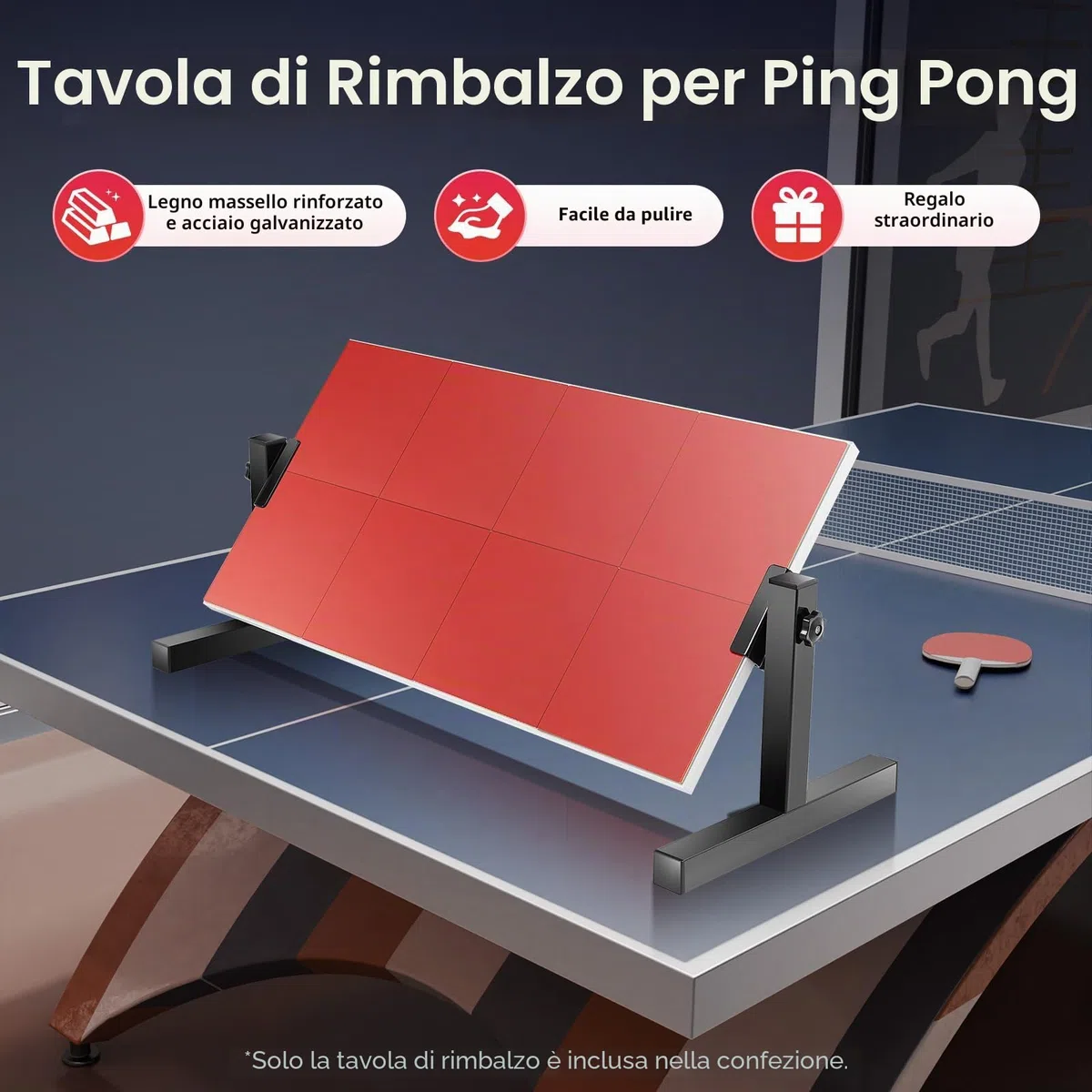 Tavola da ping pong returnboard, 66,5 x 33,5 x 2 cm, professionale, altezza regolabile con 8 blocchi in gomma, può essere utilizzata per casa, studio, scuola, ufficio