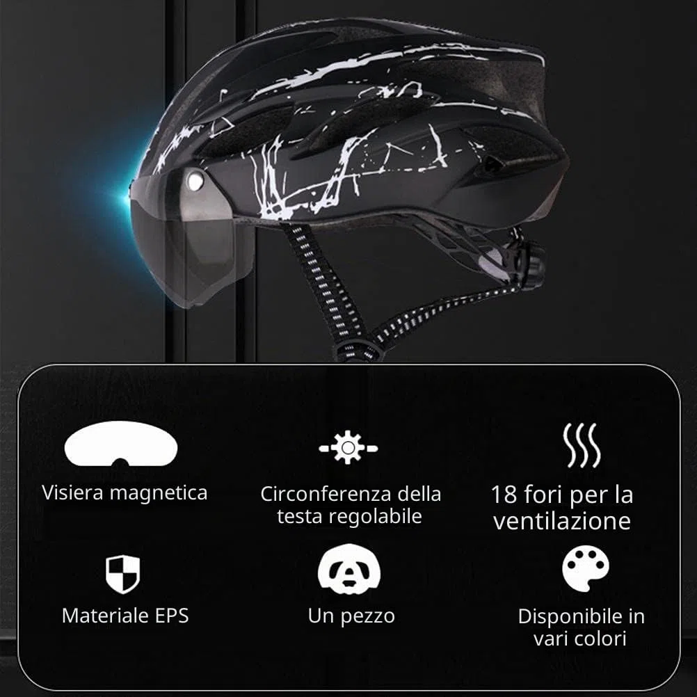 Casco da Casco da Bici Leggero e Traspirante con Visiera Parasole, Misura Regolabile, per Uomini e Donne Adulti, con Visiera Magnetica per Mountain Bike (Blu)