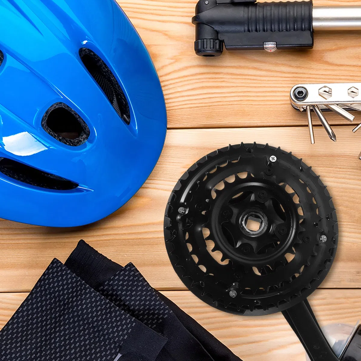 MAGICLULU Guarnitura per Mountain Bike e Bici Pieghevole, Set Pedivelle Destra in Acciaio al Carbonio Corona, Accessorio per Riparazione e Cambio Marcia Fluido, Forniture per Biciclette