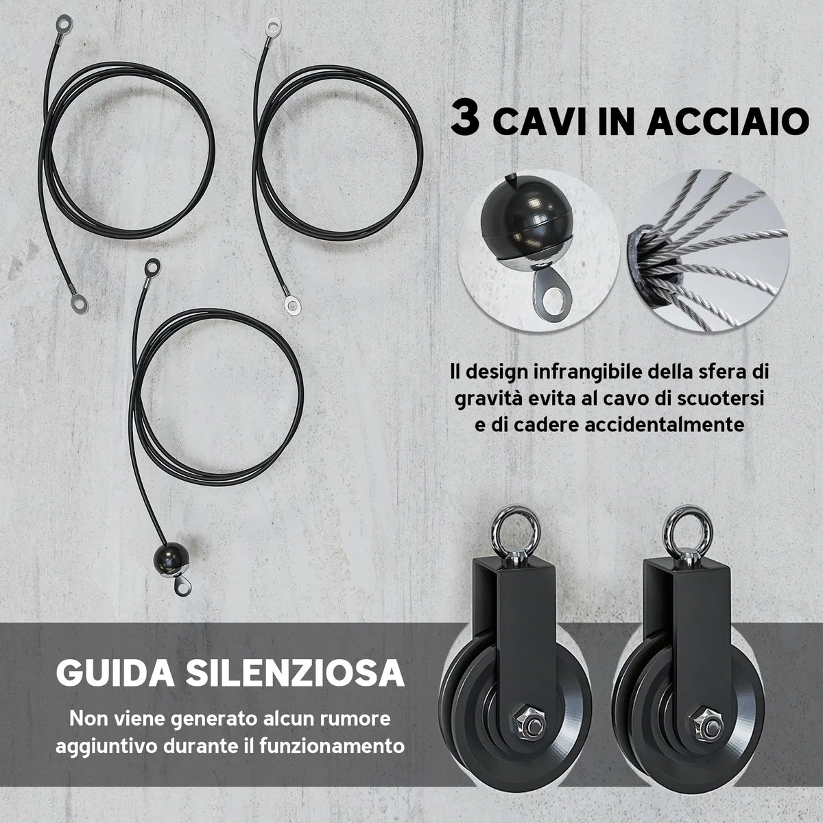 SPORTNOW Sistema di Puleggia per Palestra, Carrucola Palestra per Home Gym, Pulley LAT Machine per Allenamento Bicipiti e Tricipiti, Attacco per Dischi Pesi Universali e Accessori