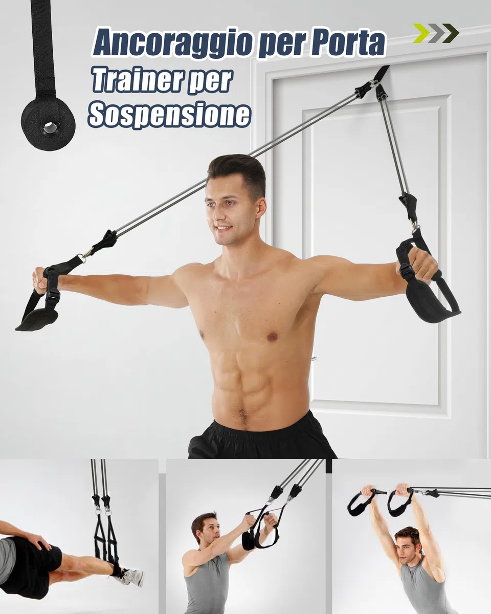 Barra per Pilates, ALongSong Barra di Elastici Fitness con 6 Elastico Fitness in Lattice Naturale 30-240 Lbs e Video di Esercizi, Pilates Bar per Fitness a Casa, Palestra, Yoga, Allenamento, Etc