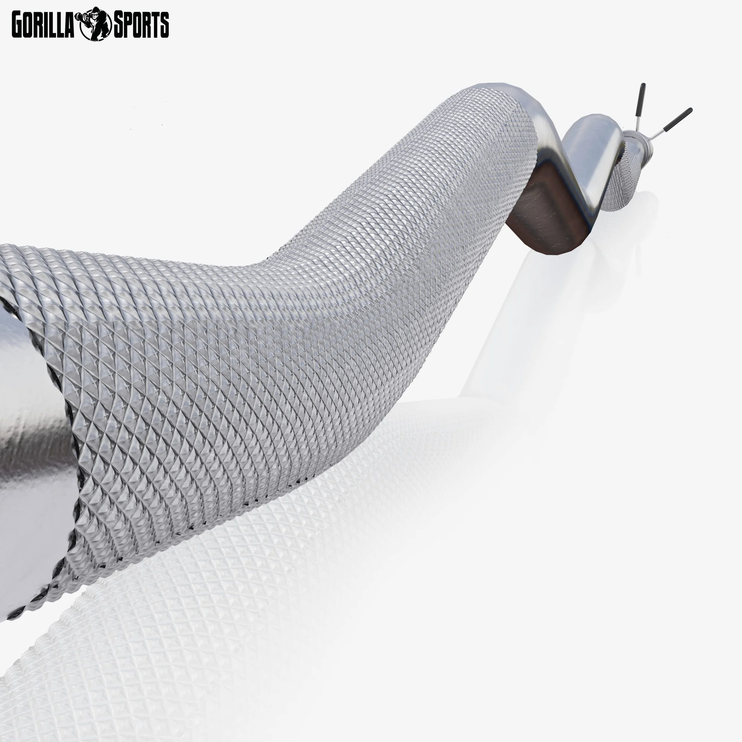 GORILLA SPORTS® Bilanciere Curvo EZ – 120cm, Ø30mm, Acciaio Cromato, Collari a Molla, Antiscivolo, Max 180kg – Barra Curl per Bicipiti, Tricipiti, Allenamento, Sollevamento Pesi, Palestra, Fitness