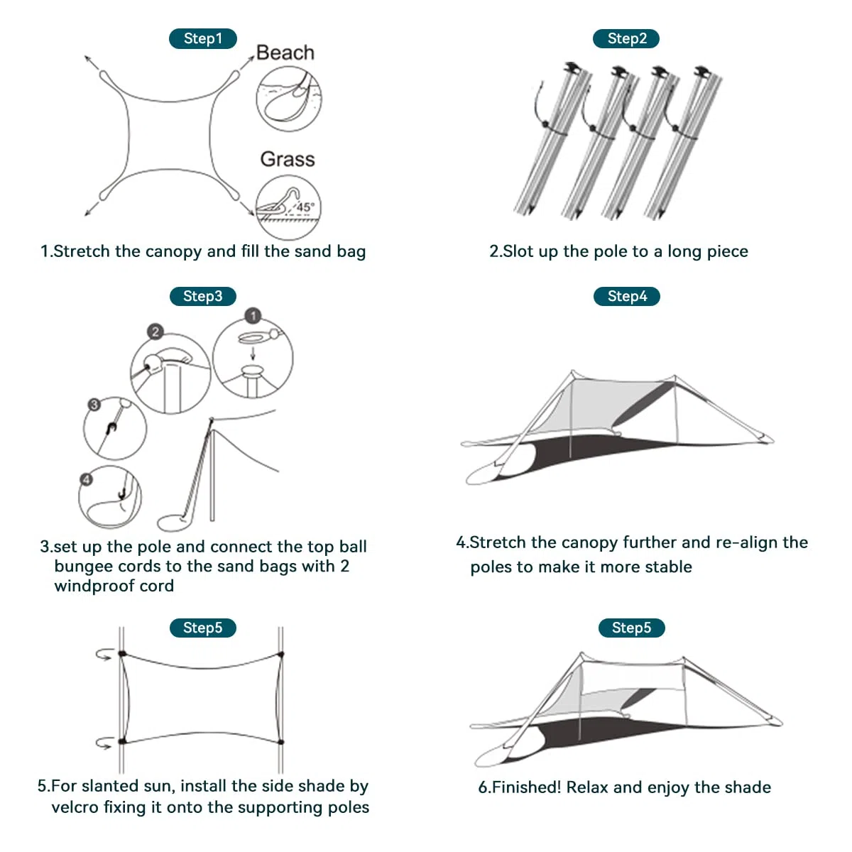 Tenda da spiaggia portatile tenda parasole spiaggia con protezione dai raggi ancoraggi per la sabbia e barre in alluminio per spiaggia cortile campeggio pesca e picnic