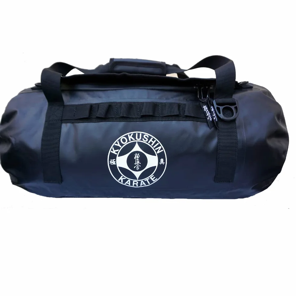 Kyokushin Karate - Borsa sportiva Kyokushinkai Duffle Bag (50 litri), Nero , 60 cm x 29 cm x 29 cm