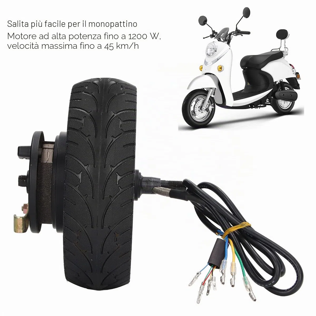 Tbest Motore del della ruota 8 pollici con freno a tamburo 36V-48V 500W a 1200W 1400 RPM Impermeabile Universale per bicicletta elettrica scooter