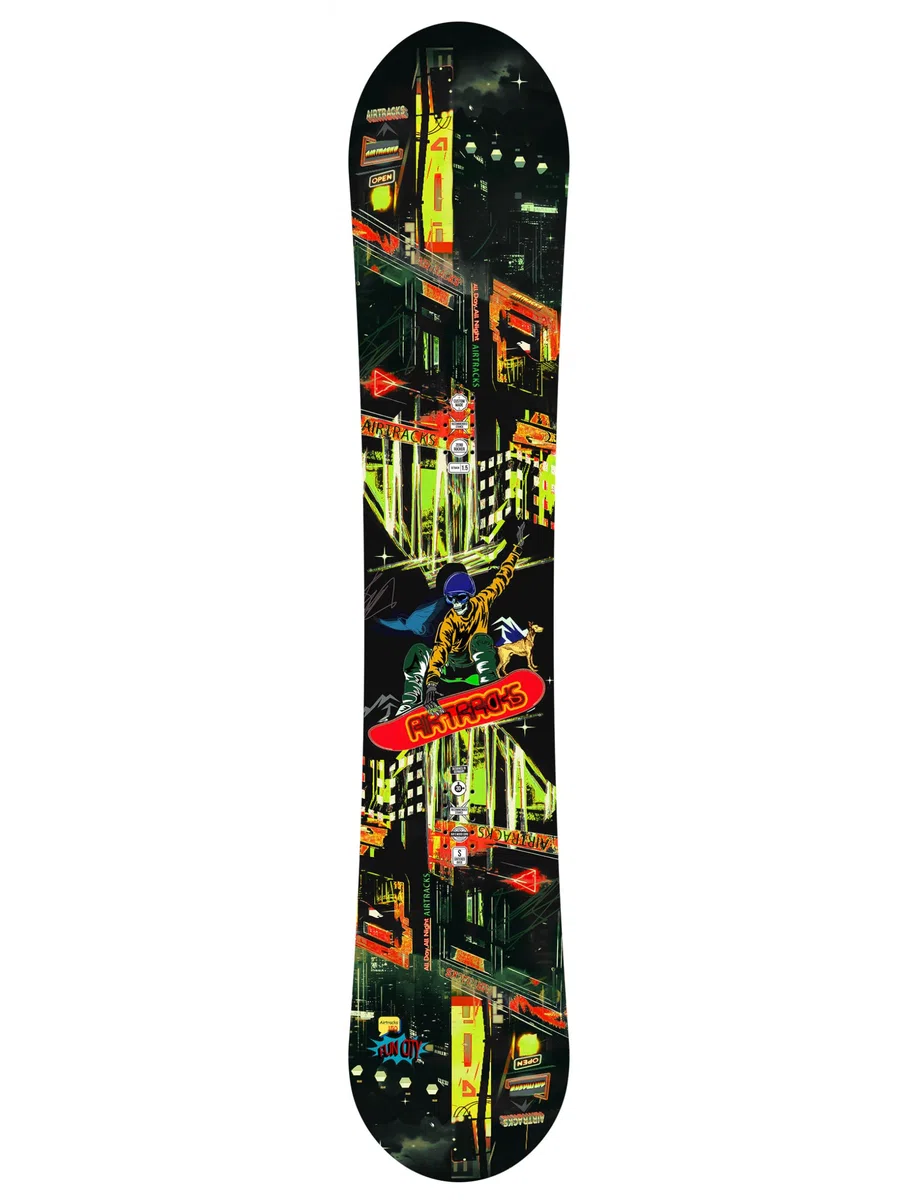 Airtracks Set da snowboard Fun City Carbon Wide Hybrid Rocker + Bindung Master Fastec + Snowboard Bag 150 155 160 cm