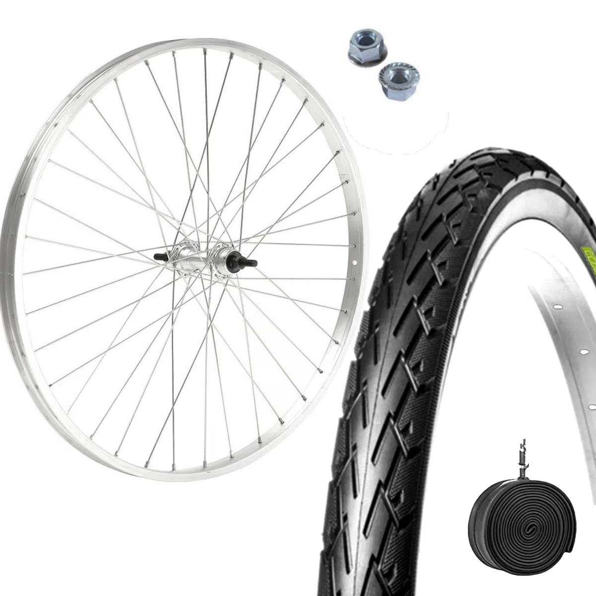 Cerchio Anteriore Ruota 28" 28 x 1.75 + Copertone nero 700x35C + Camera d’aria per City Bike Stradale Trekking