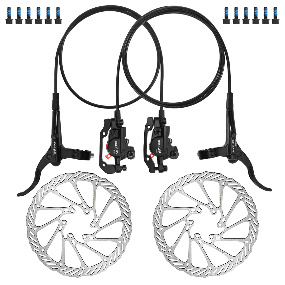 Set di freni a disco per mountain bike, linea idraulica MTB per freni a disco con pinza e leve in lega di alluminio/160 mm rotor/is/PM adattatore universale per bici elettriche/biciclette