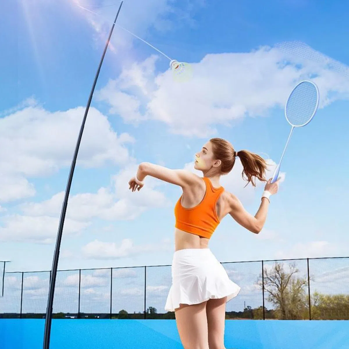 Badminton Training Aid Pieghevole Portatile Self-Exercise Practice Tool | Badminton - Set di allenamento singolo per interni ed esterni, casa, cortile, adulti, bambini principianti