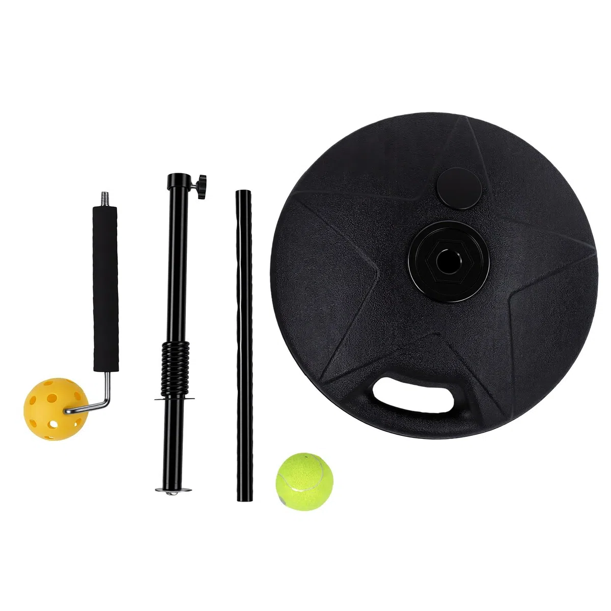 Allenatore da Tennis Topspin, Altezza Regolabile da 75 a 100 Cm, Attrezzatura per Allenamento da Tennis con Design di Rimbalzo, Dispositivo per Allenarsi con Base di Riempimento con Sabbia e