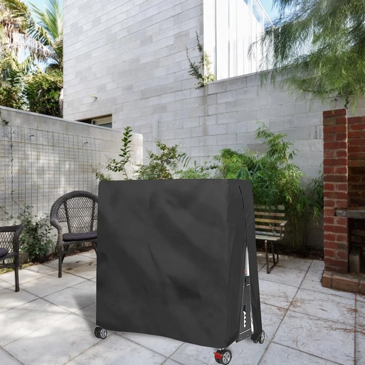 Copertura per tavolo da ping pong Oxford 420D, impermeabile, in tessuto per ping pong, per esterni, 185 x 165 x 70 cm, colore: nero