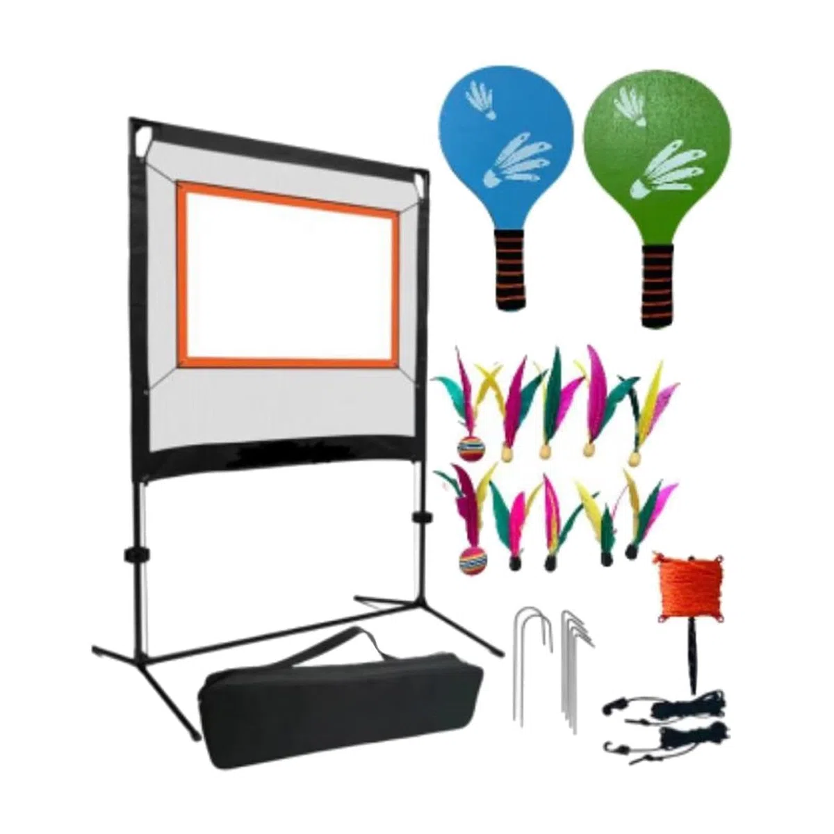 Rete da Badminton Portatile con Esperienza Completa di | interni ed esterni, include racchette e volani, set di rete da badminton per adulti con borsa per il trasporto.