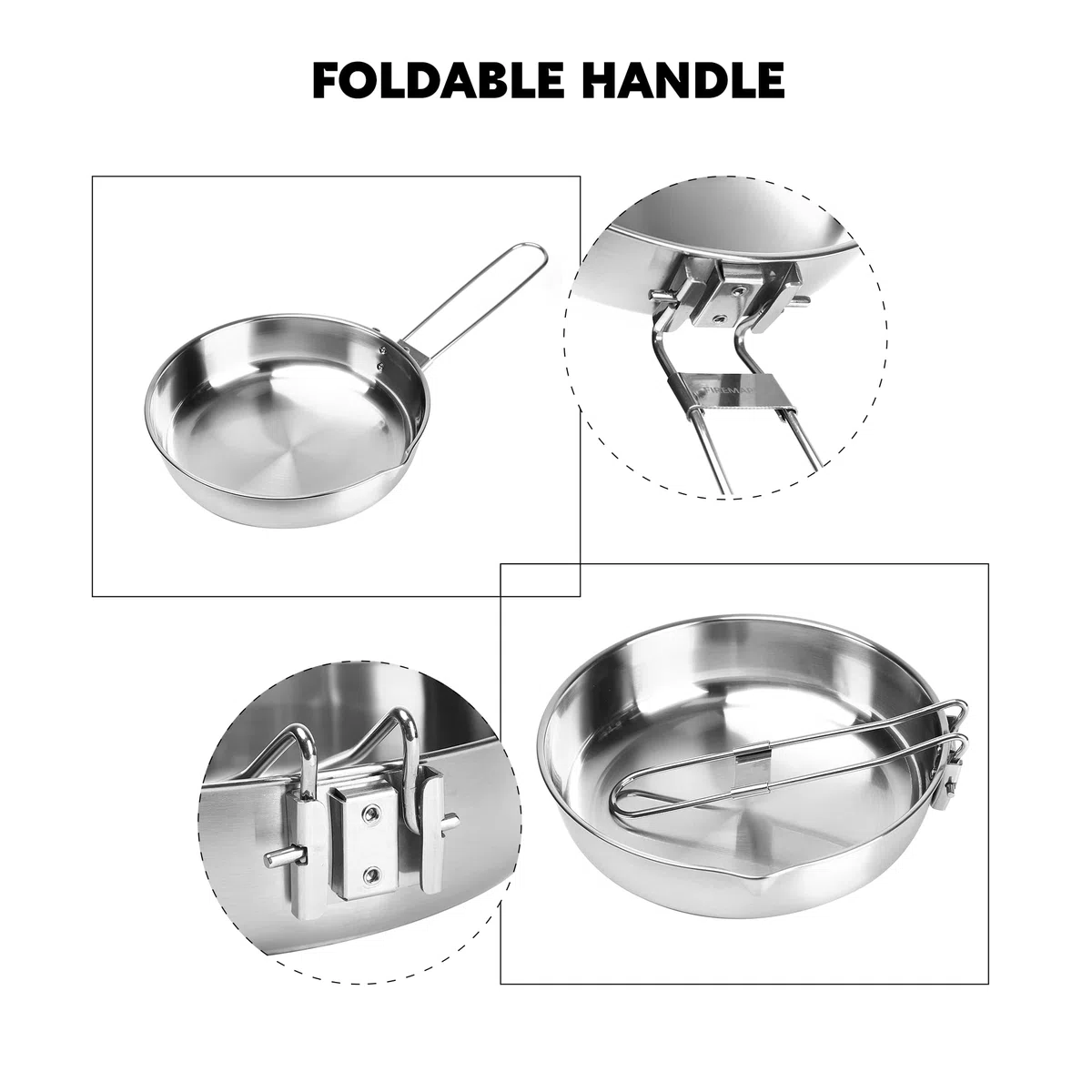 Fire-Maple Antarcti Padella in Acciaio Inox da Campeggio e Picnic Alluminio Saldato Fondo a Diffusione di Calore con Manico Pieghevole