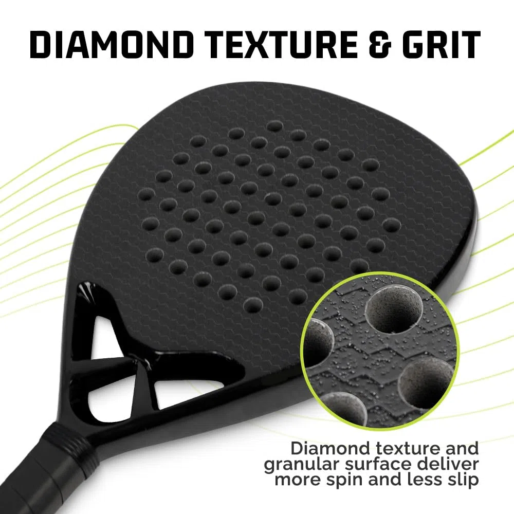 Racchetta da padel - Fibra di vetro mista in fibra di carbonio e nucleo in schiuma EVA, superficie a nido d'ape - 360 g Nero, Racchetta intermedia per adulti