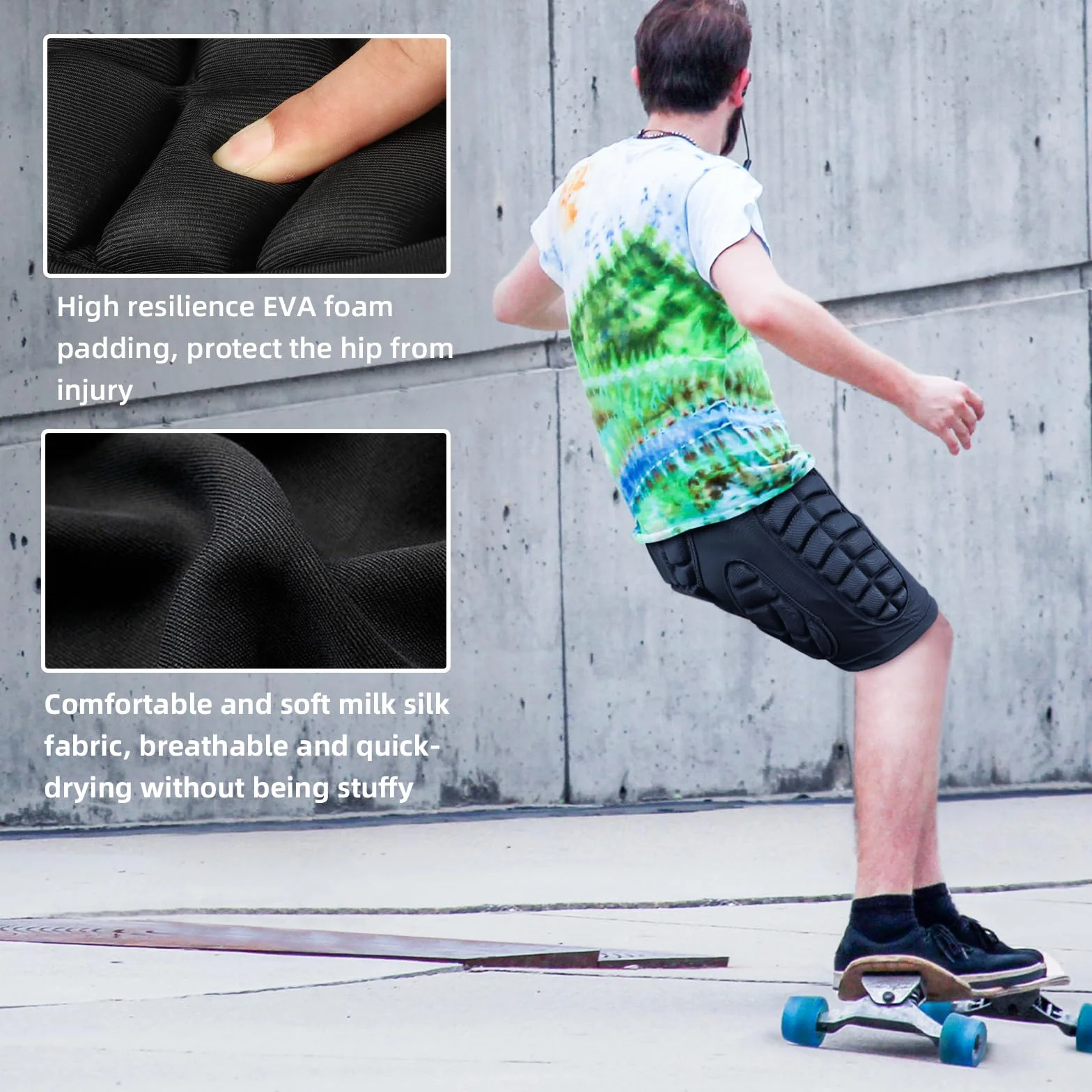 Cienfy Protezione per i fianchi 3D EVA Butt Pads Pantaloncini protettivi imbottiti, protezione antiurto per sci, pattinaggio, snowboard e skateboard
