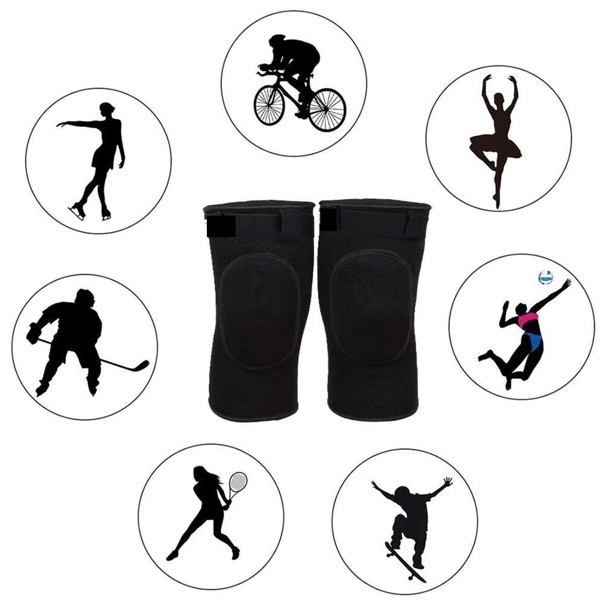 RUVOO Ginocchiere Palestra Ginocchiere con Spugna, Antiscivolo e anticollisione, Adatte for Il Ciclismo e la Corsa Ginocchiera Sportiva