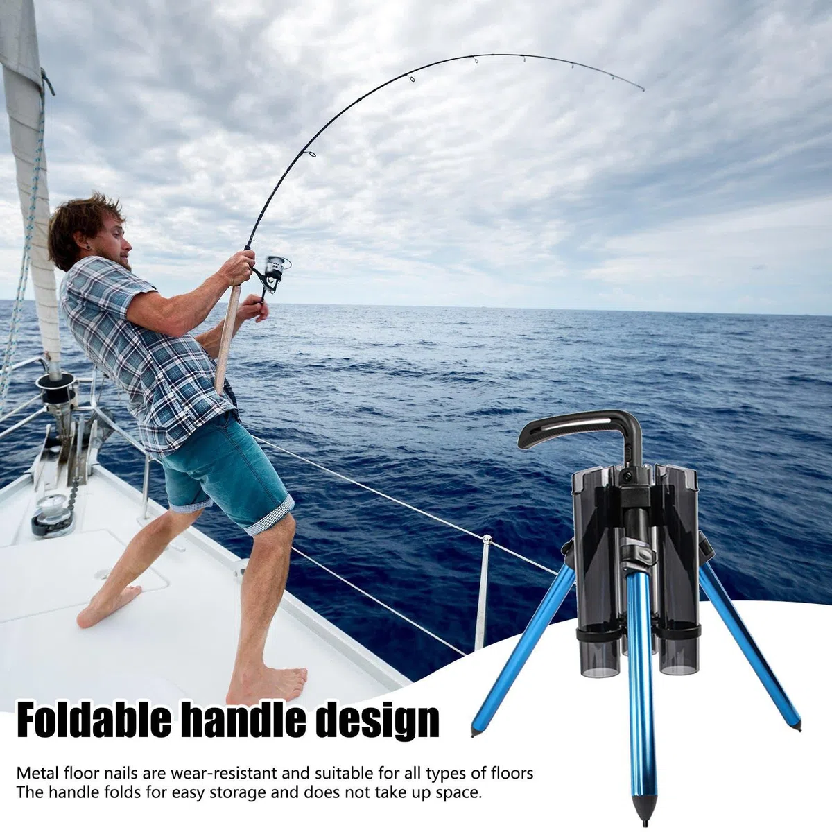 Portacanna da - Treppiede per canna da in lega di alluminio - addensata pieghevole portatile, organizer per canne per yacht marittimi, barche, 3 canne da