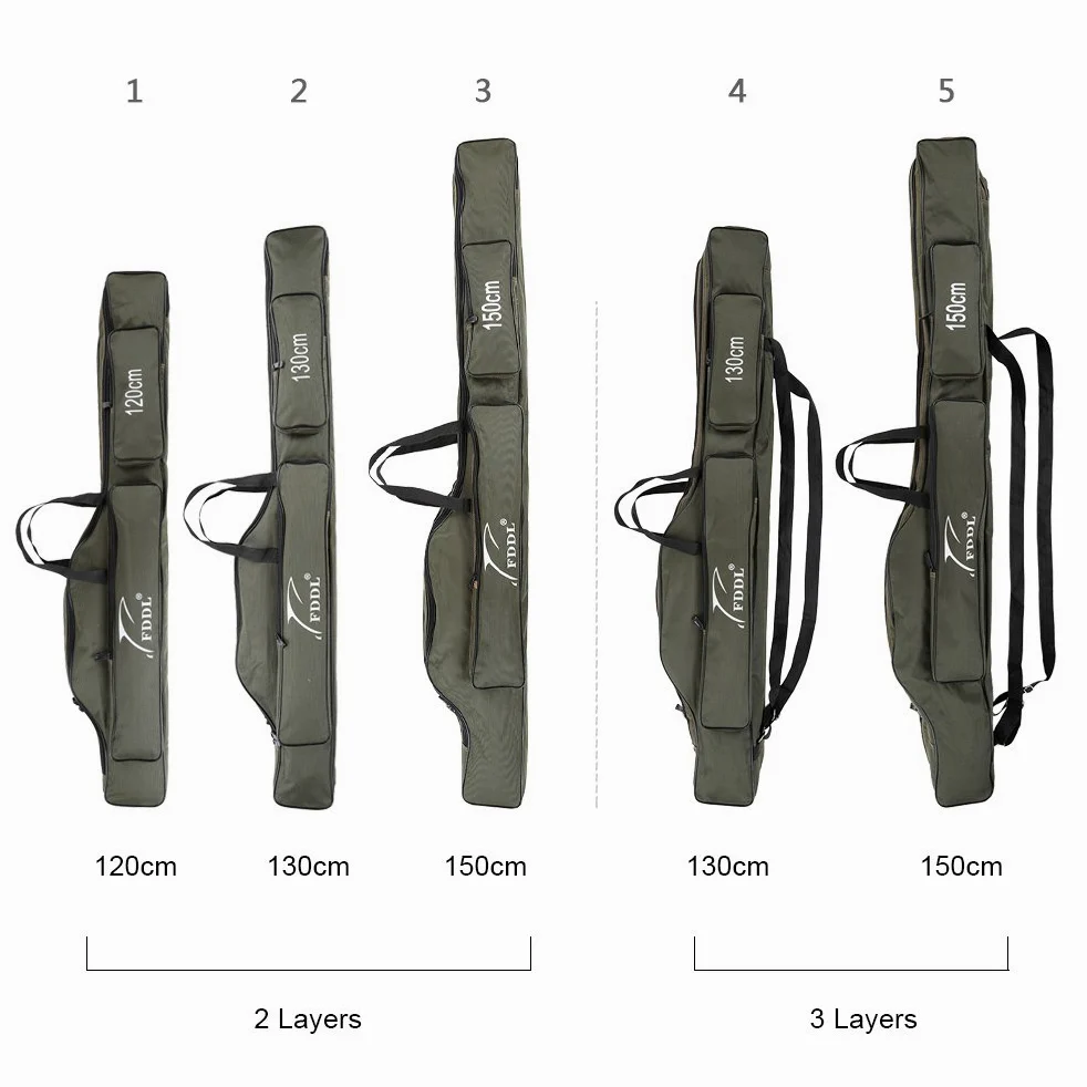 Lixada Sacchetto Canna da Pesca Pieghevole Portatile Rod Trasportatore Canvas Pesca Pole Scomparti Bag Case Attrezzi di Pesca Tackle