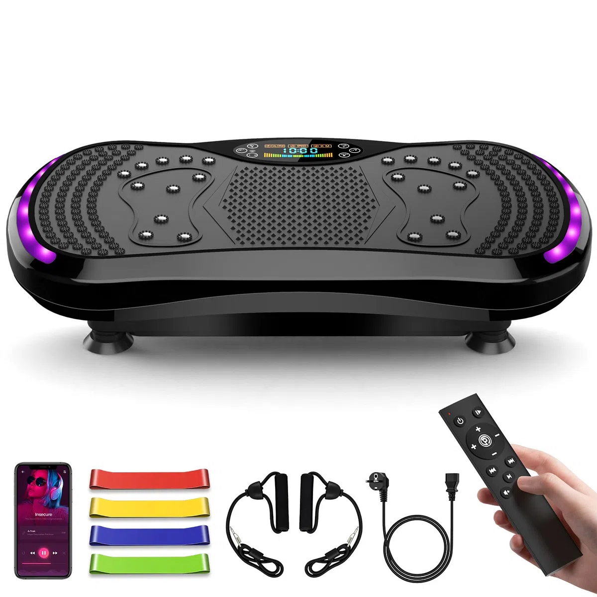 Pedana Vibrante Dimagrante Vibration Plate con 200 Livelli, 9 Programmi, Bluetooth, a Basso Rumore Fino a 200 kg per Circolazione Gambe, Ritenzione Idrica e Drenaggio Linfatico