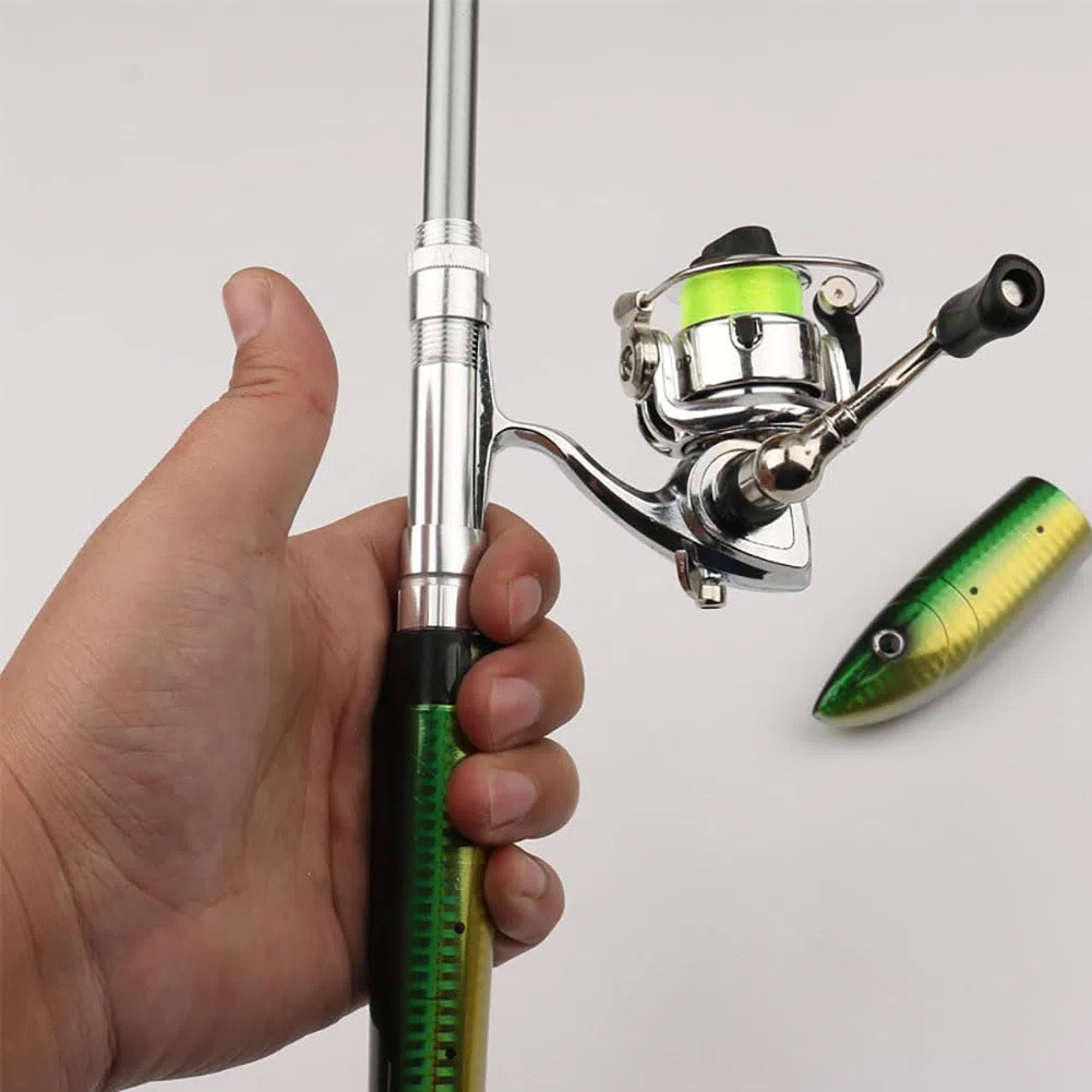 Set di canne da pesca, 1,4 m/55 penne, canne da pesca e mulinello, mini canne telescopiche con mulinello per acqua dolce