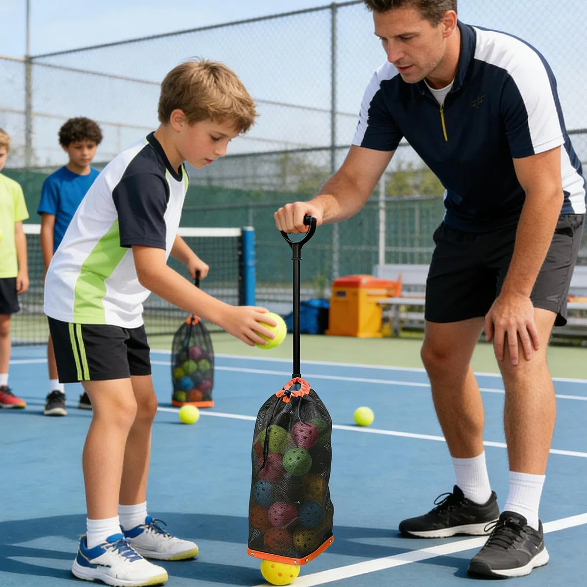 Cestino raccogli palline da tennis, manico telescopico, comodo ed estensibile, per donne, bambini, ragazze, adolescenti, , ciclisti, golfisti, interni